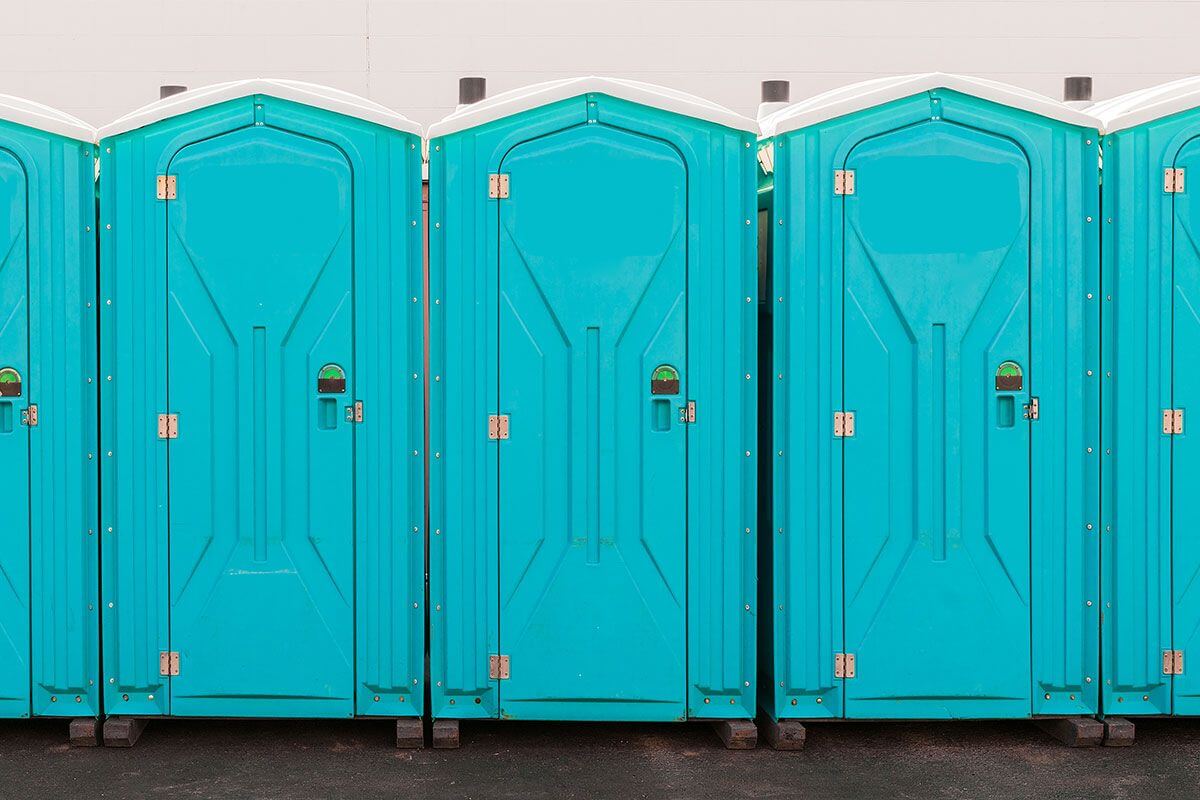 Industrial portable restroom units at a plant in Harrisburg, Pennsylvania